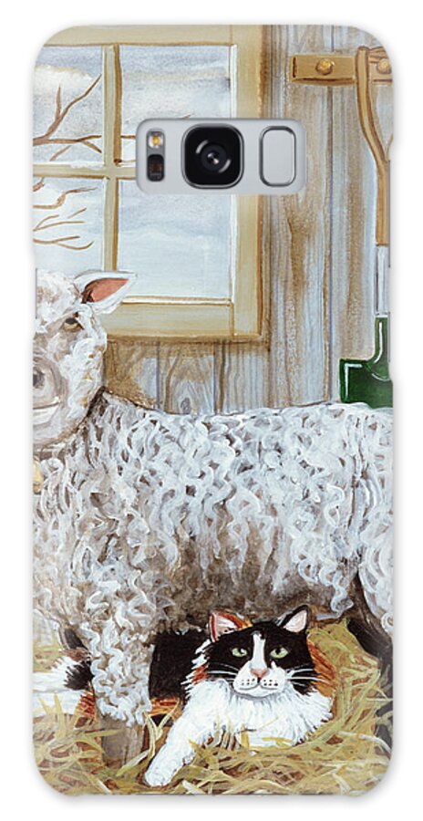 A Cat Lying In The Hay Underneath A Sheep In The Barn
Domestic Cats Galaxy Case featuring the painting Sheep And Cat by Jan Panico