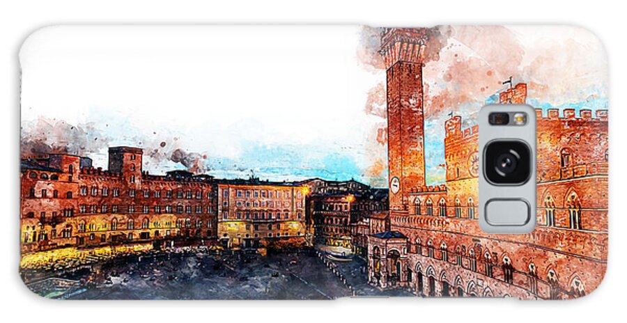 Siena Galaxy Case featuring the painting Siena, Piazza del Campo - 05 by AM FineArtPrints