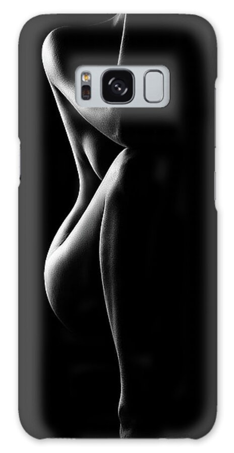 Nude Galaxy Case featuring the photograph Silhouette of nude woman in BW by Johan Swanepoel