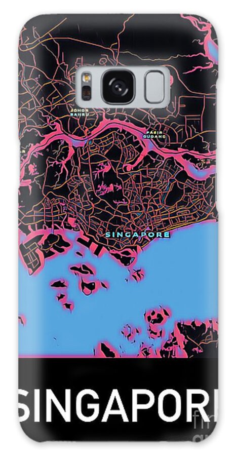 Singapore Galaxy Case featuring the digital art Singapore City Map by HELGE Art Gallery