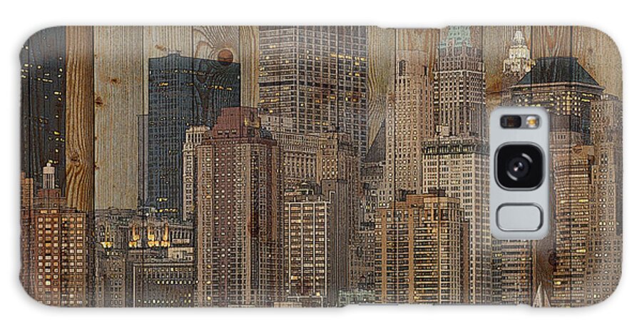 New York Galaxy S8 Case featuring the mixed media Skyline of New York, USA on Wood by Alex Mir