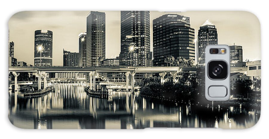 America Galaxy Case featuring the photograph Skyline View of Tampa Florida in Sepia by Gregory Ballos