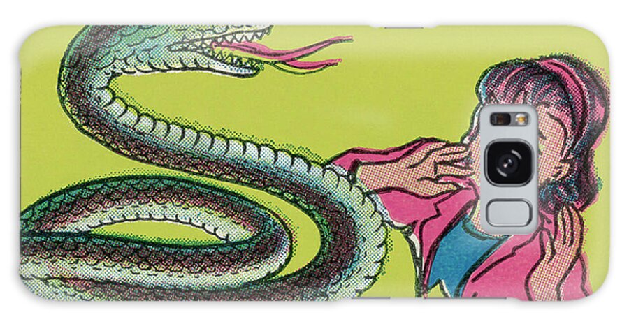 Afraid Galaxy Case featuring the drawing Snake Frightening a Girl by CSA Images