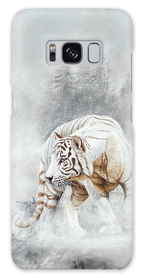 Snow Galaxy S8 Case featuring the pastel Snow Tiger by Peter Williams