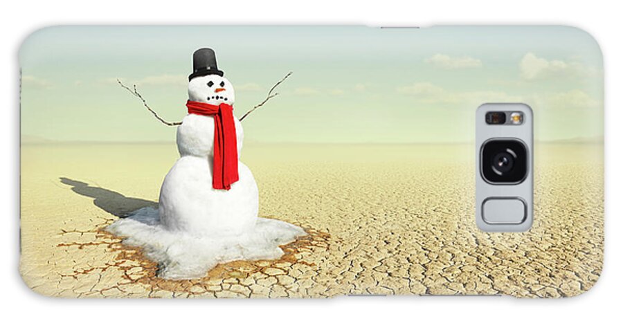 Out Of Context Galaxy Case featuring the photograph Snowman In The Desert by Stephen Swintek