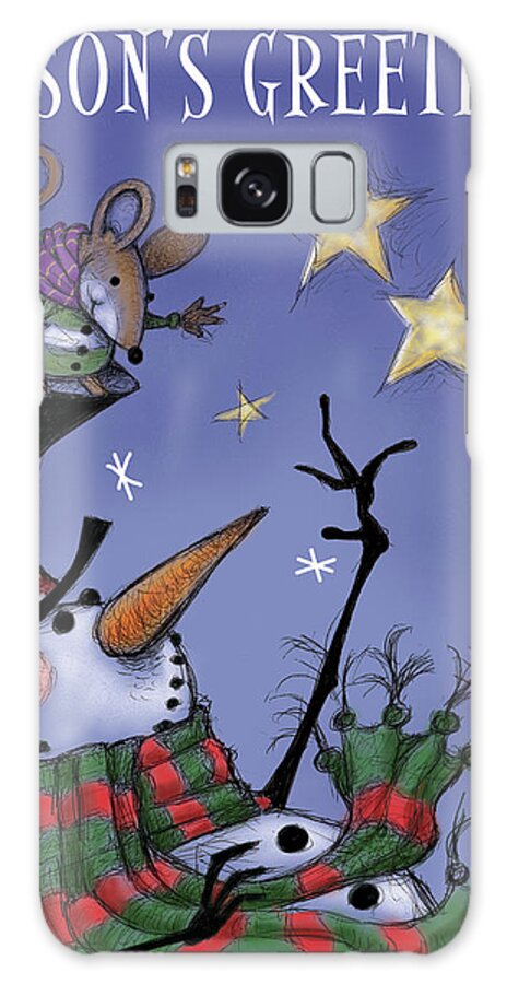 Christmas Galaxy Case featuring the digital art Snowman Mouse by Margaret Wilson