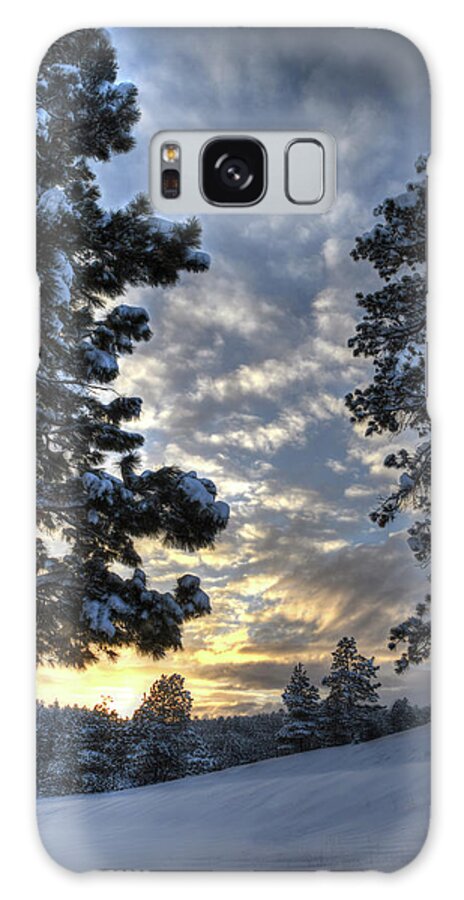 Snow Galaxy Case featuring the photograph Snowy Sunset by Mark Langford
