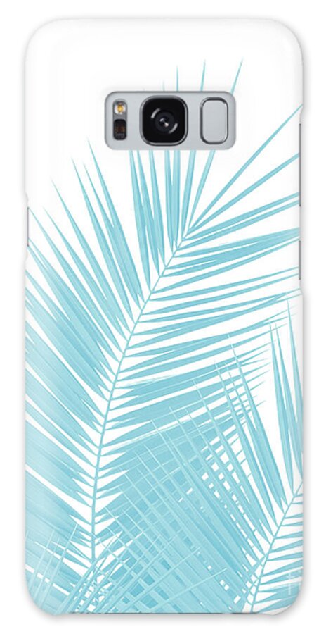Color Galaxy Case featuring the mixed media Soft Blue Palm Leaves Dream - Cali Summer Vibes #1 by Anitas and Bellas Art