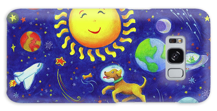 Solar System Dog Galaxy Case featuring the painting Solar System Dog by Alvina Kwong