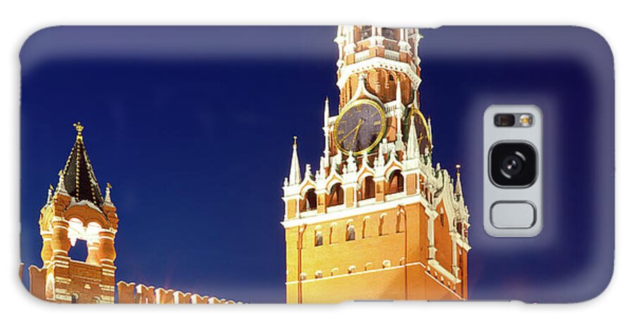 Clock Tower Galaxy Case featuring the photograph Spasskaya Tower Of Moscow Kremlin At by Mordolff