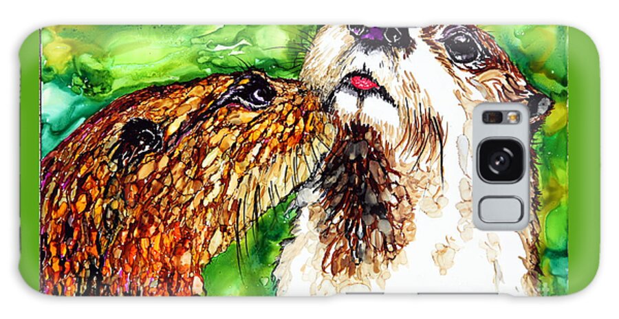 Sea Otters Galaxy Case featuring the painting Spellbound by Maria Barry