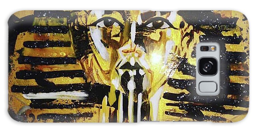 Black And Gold Aphia Sphinx Galaxy Case featuring the painting Sphinx by Femme Blaicasso