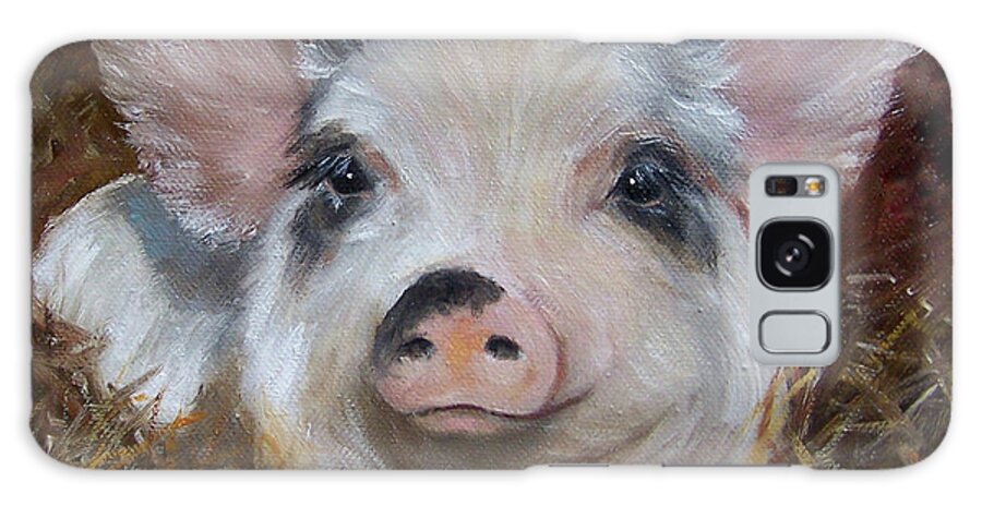Pig Painting Galaxy Case featuring the painting Spot The Little Pig by Cheri Wollenberg