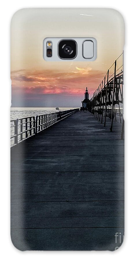 Sunset Galaxy Case featuring the photograph St. Joseph North Pier Outer Lighthouse by Elizabeth M