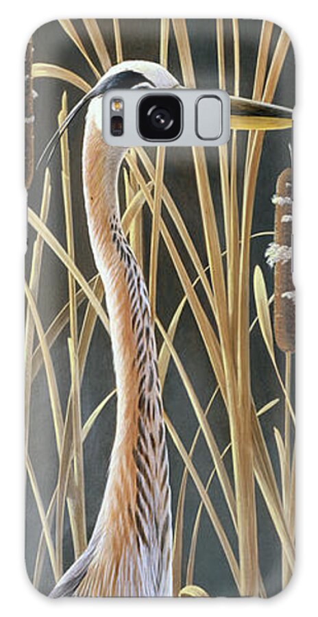 Heron Standing In The Grass Galaxy Case featuring the painting Standing Tall by Wilhelm Goebel