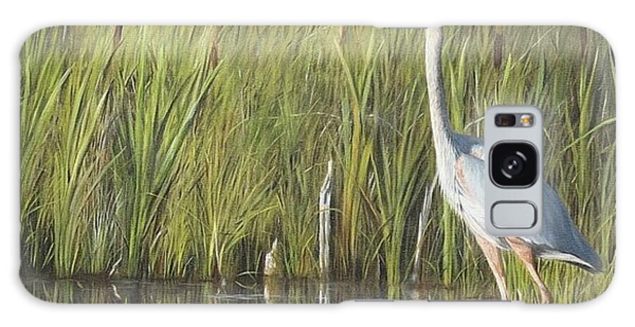 Blue Heron Galaxy Case featuring the painting Stately Grace by Tammy Taylor