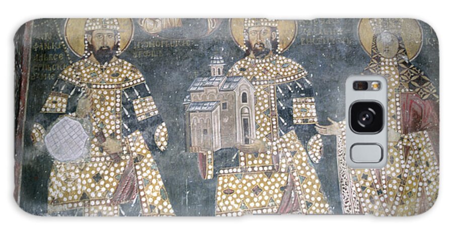 Byzantine Influence Galaxy Case featuring the painting Stefan Milutin, Stefan Dragutin And Katelina, Late 13th Century by Serbian School