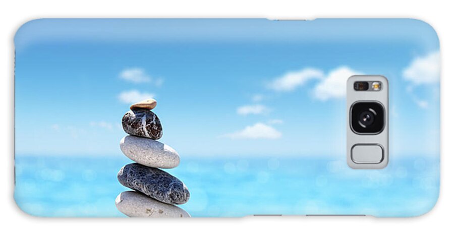 Water's Edge Galaxy Case featuring the photograph Stone Balance On Beach by Imagedepotpro