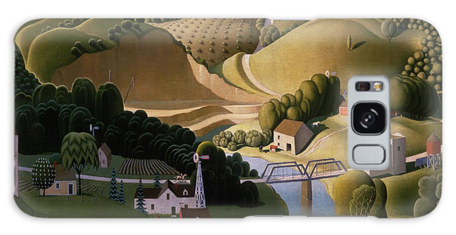 Grant Wood Galaxy Case featuring the painting Stone City, 1930 by Grant Wood
