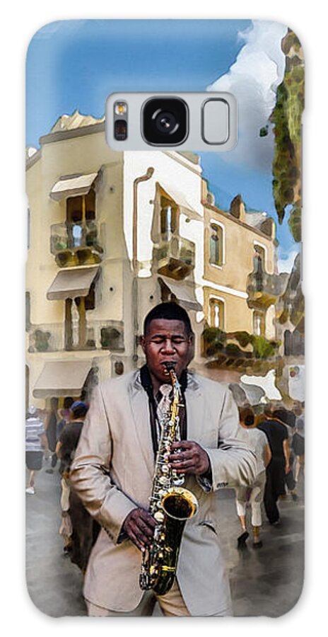 Street Music Galaxy S8 Case featuring the digital art Street Music. Saxophone. by Alex Mir