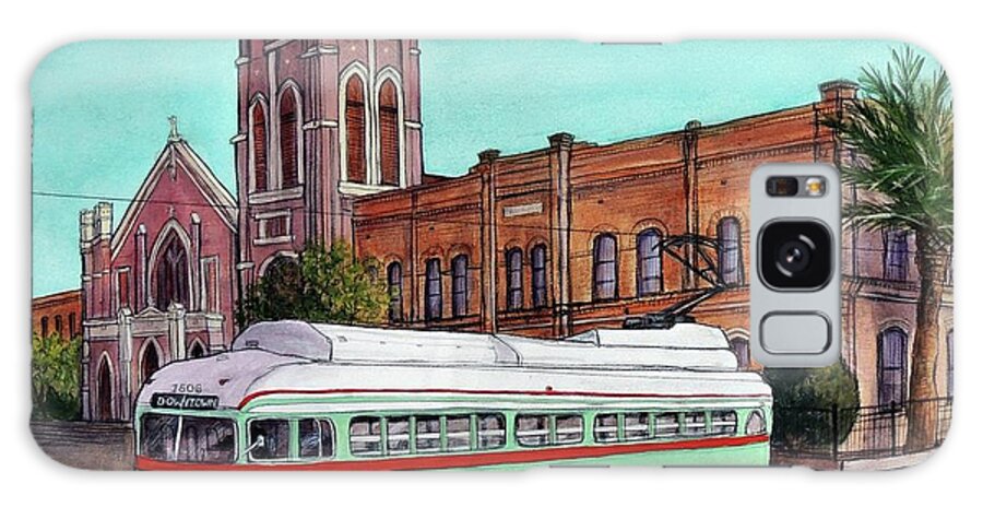 Acrylic Galaxy Case featuring the painting Streetcar and Sacred Heart by Candy Mayer