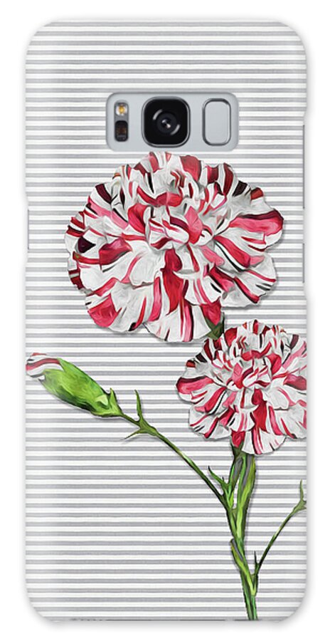 Carnations Galaxy Case featuring the digital art Striped Carnations by Doreen Erhardt