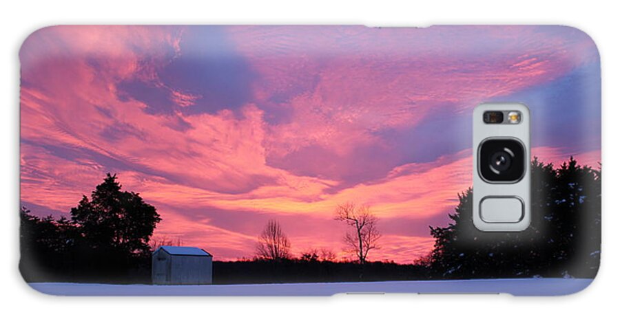 Winter Galaxy Case featuring the photograph Stunning Sunrise after Snowfall by M E
