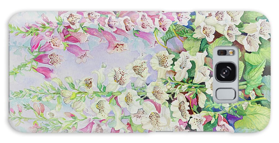 Pink And White Foxglove Galaxy Case featuring the painting Summer Foxglove by Joanne Porter