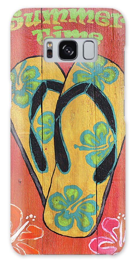 Sandals Galaxy Case featuring the mixed media Summer Time by Karen Williams