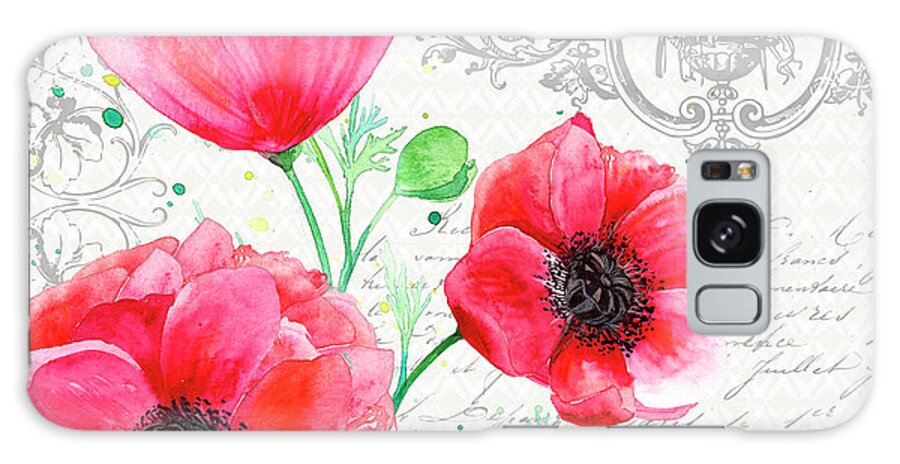 Summertime Poppies Iv Galaxy Case featuring the painting Summertime Poppies Iv by Irina Trzaskos Studio