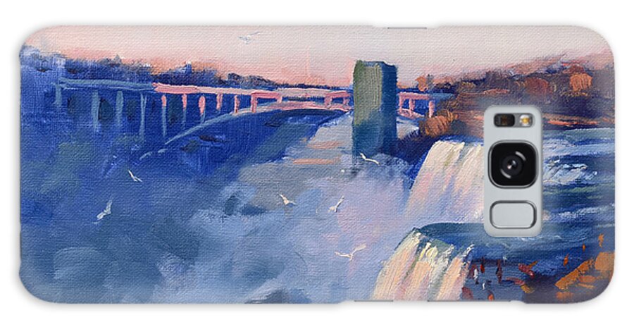 Sunset Galaxy Case featuring the painting Sunset at the Falls by Ylli Haruni