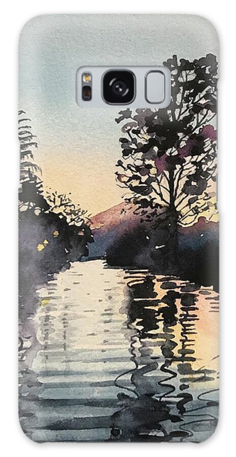 Santa Monica Galaxy Case featuring the painting Sunset over Rabbit Island at Malibou Lake by Luisa Millicent