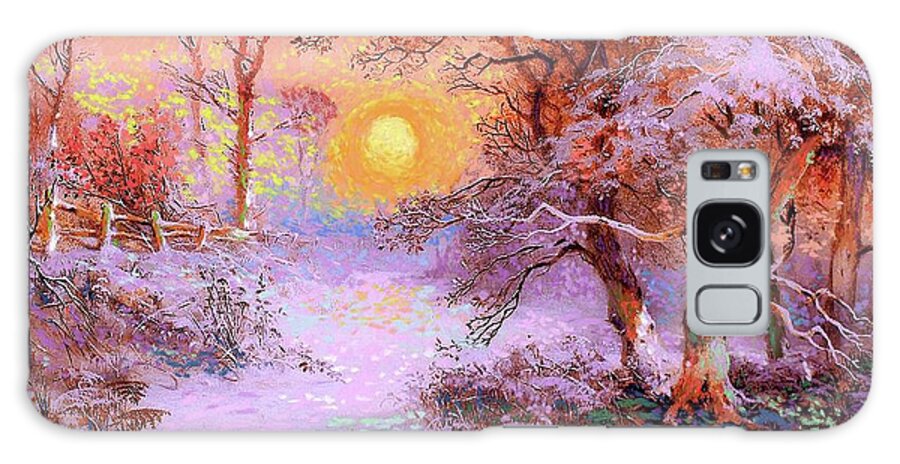 Tree Galaxy Case featuring the painting Sunset Snow by Jane Small