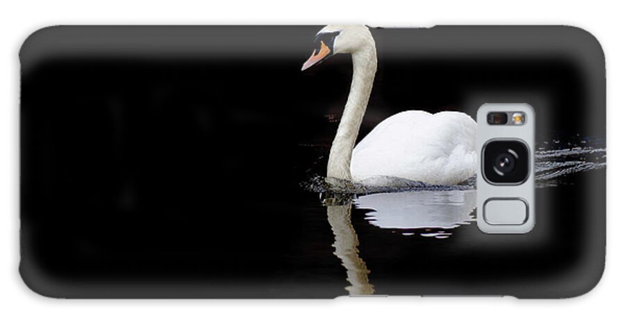 Black Color Galaxy Case featuring the photograph Swan Swimming In Lake by Alexturton
