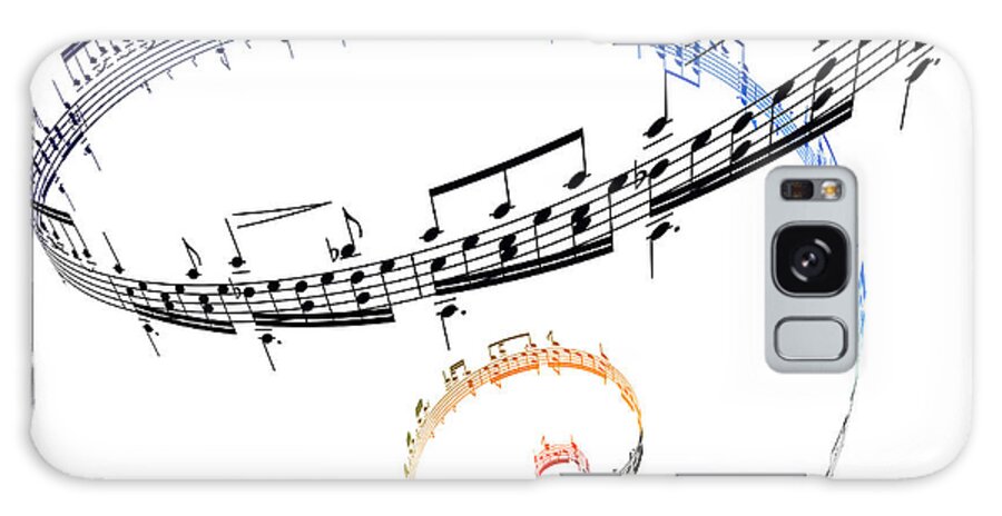 Sheet Music Galaxy Case featuring the digital art Swirling Musical Notes Against A White by Ian Mckinnell