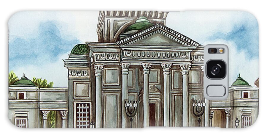 Synagogue Warsaw Exterior Galaxy Case featuring the painting Synagogue Warsaw Exterior by Andrea Strongwater