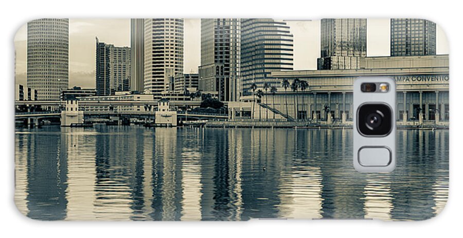America Galaxy Case featuring the photograph Tampa Skyline Sepia Architecture on the Bay - 1x1 by Gregory Ballos