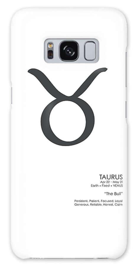 Taurus Galaxy Case featuring the mixed media Taurus Print - Zodiac Signs Print - Zodiac Posters - Taurus Poster - Black and White - Taurus Traits by Studio Grafiikka
