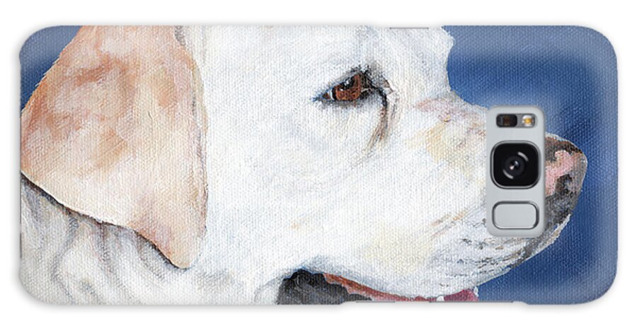 Dog Galaxy Case featuring the painting Taz - White Lab Portrait by Annie Troe