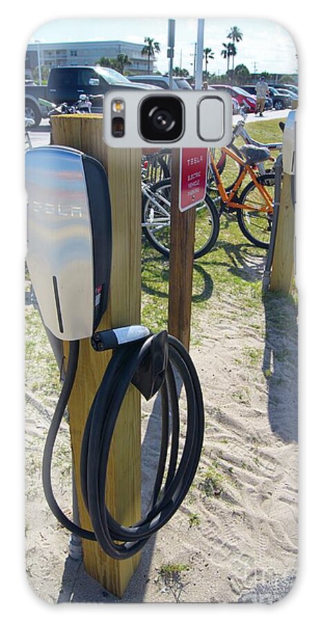Charging Galaxy Case featuring the photograph Tesla Recharging Station At Cocoa Beach by Mark Williamson/science Photo Library
