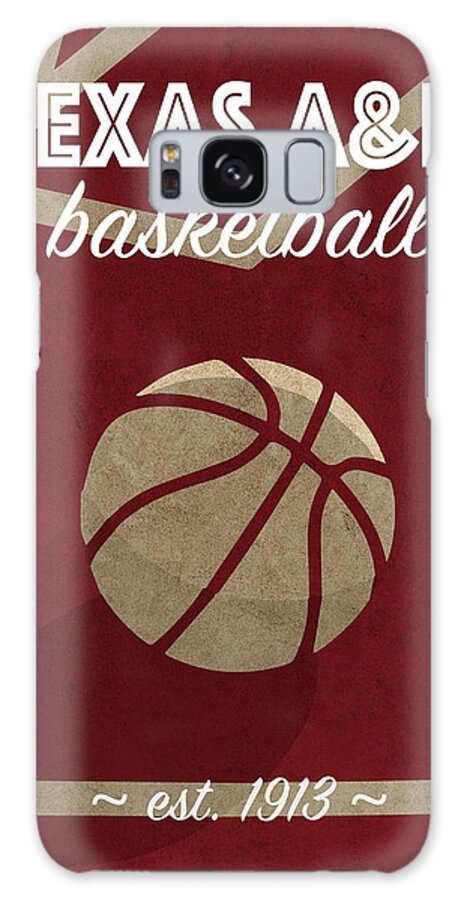 Texas Galaxy Case featuring the mixed media Texas A and M College Basketball Retro Vintage University Poster Series by Design Turnpike