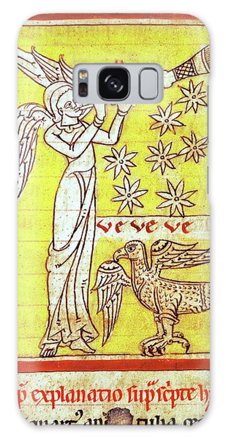 12 Century Galaxy Case featuring the drawing The angel blowing the trumpet, the stars and the eagle of St. John Divine. by Album