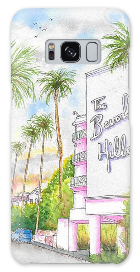Hotel Galaxy Case featuring the painting The Beverly Hills Hotel in Sunset Blvd., Beverly Hills, California by Carlos G Groppa