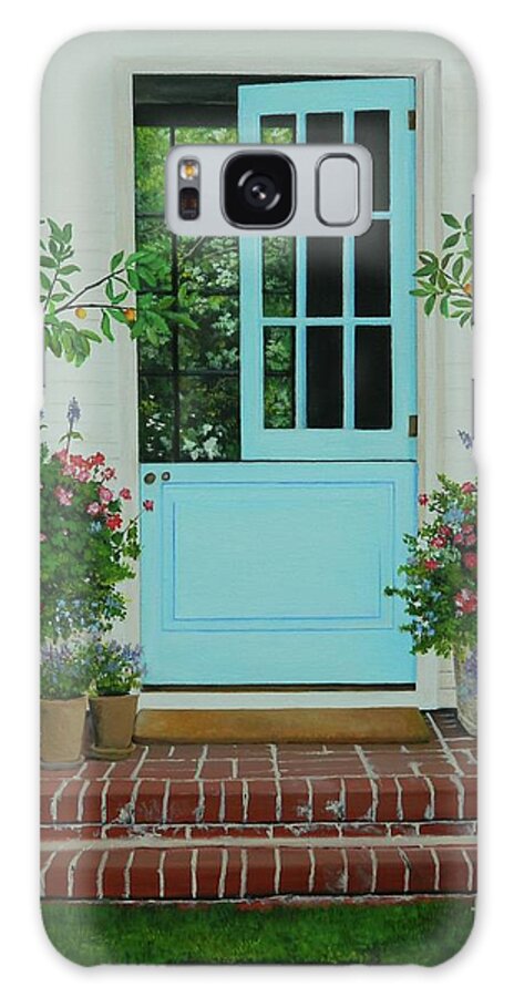 Tropical Landscape Galaxy Case featuring the painting The Blue Door by Kenneth Harris