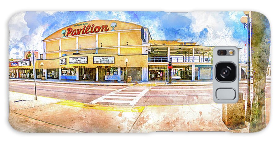 Pavilion Galaxy S8 Case featuring the digital art The Myrtle Beach Pavilion - Watercolor by David Smith