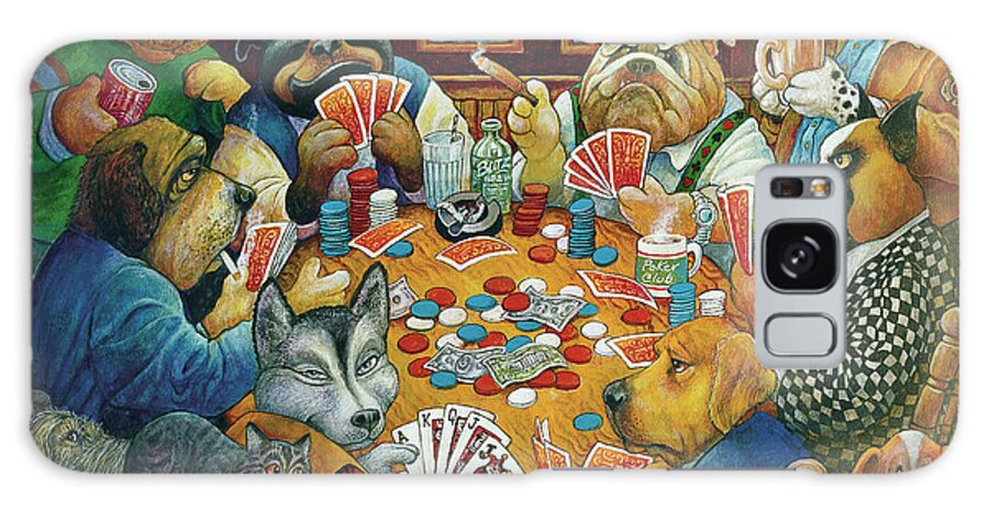 The Poker Club Galaxy Case featuring the painting The Poker Club by Bill Bell