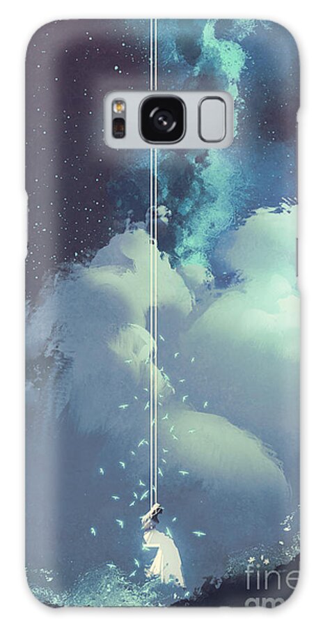 Magic Galaxy Case featuring the digital art The Woman On A Swing Under The Night by Tithi Luadthong