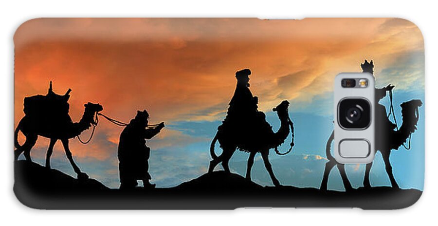 Moravian Star Galaxy Case featuring the photograph Three Kings Photographed Silhouette by Liliboas