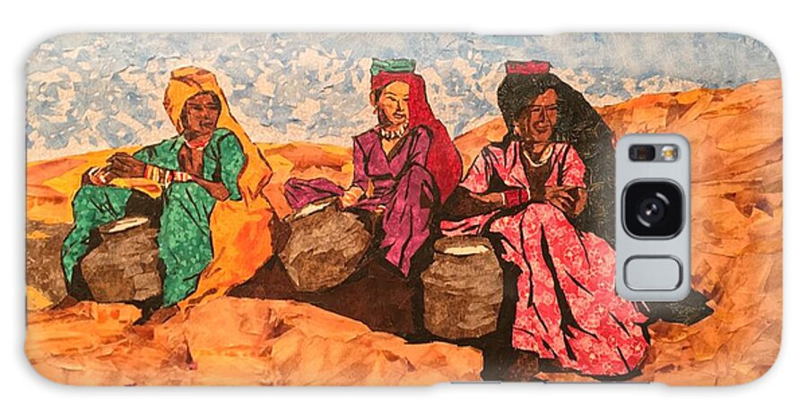 Rajasthan Galaxy Case featuring the painting Three women in the desert by Mihira Karra
