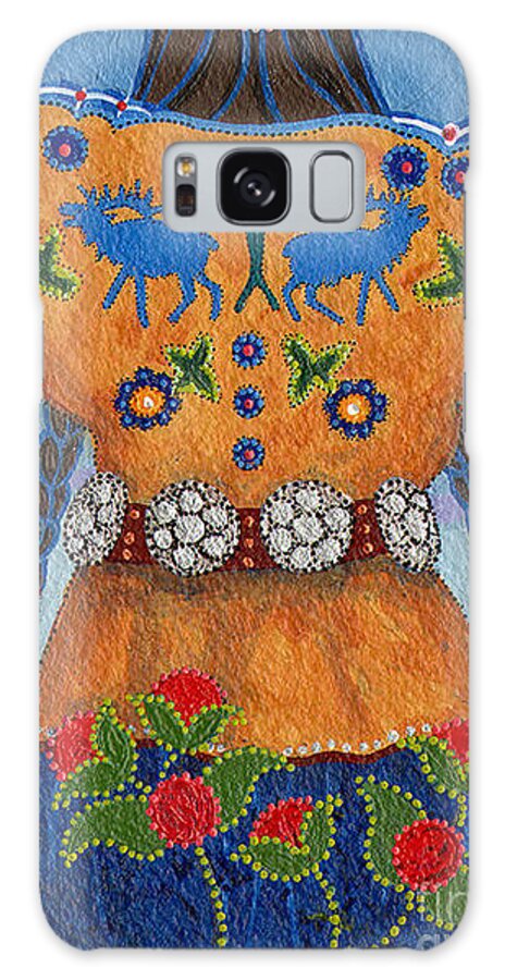Native American Galaxy Case featuring the painting Thunder Girl Fall by Chholing Taha